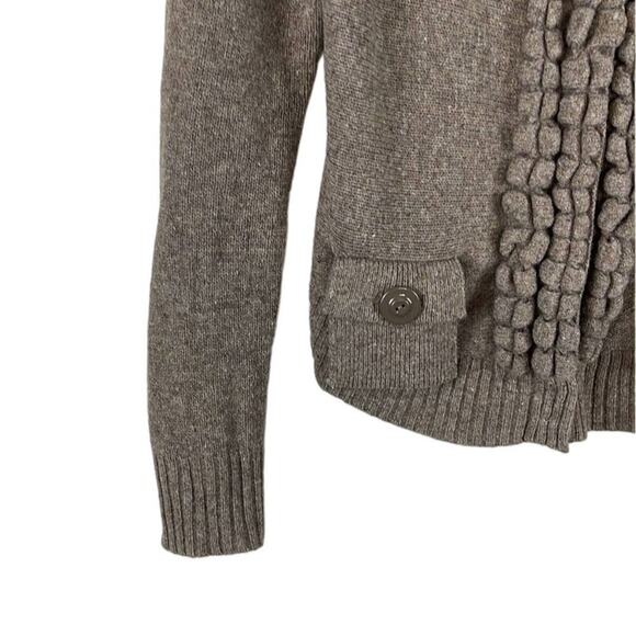MOTH ANTHROPOLOGIE BROWN‎ WOOL BLEND SNAP BUTTONS CARDIGAN SIZE XS/TP - Picture 3 of 8